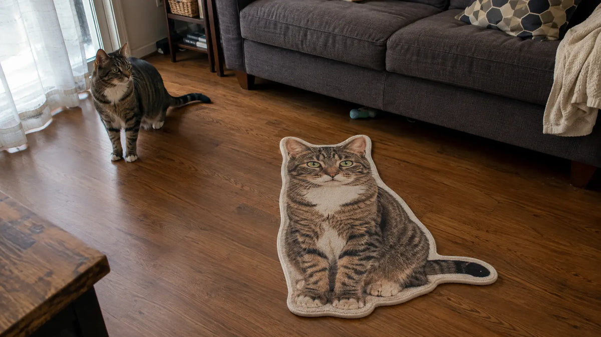 Custom Cat-Shaped Rug Ideas From Real Cat Photos