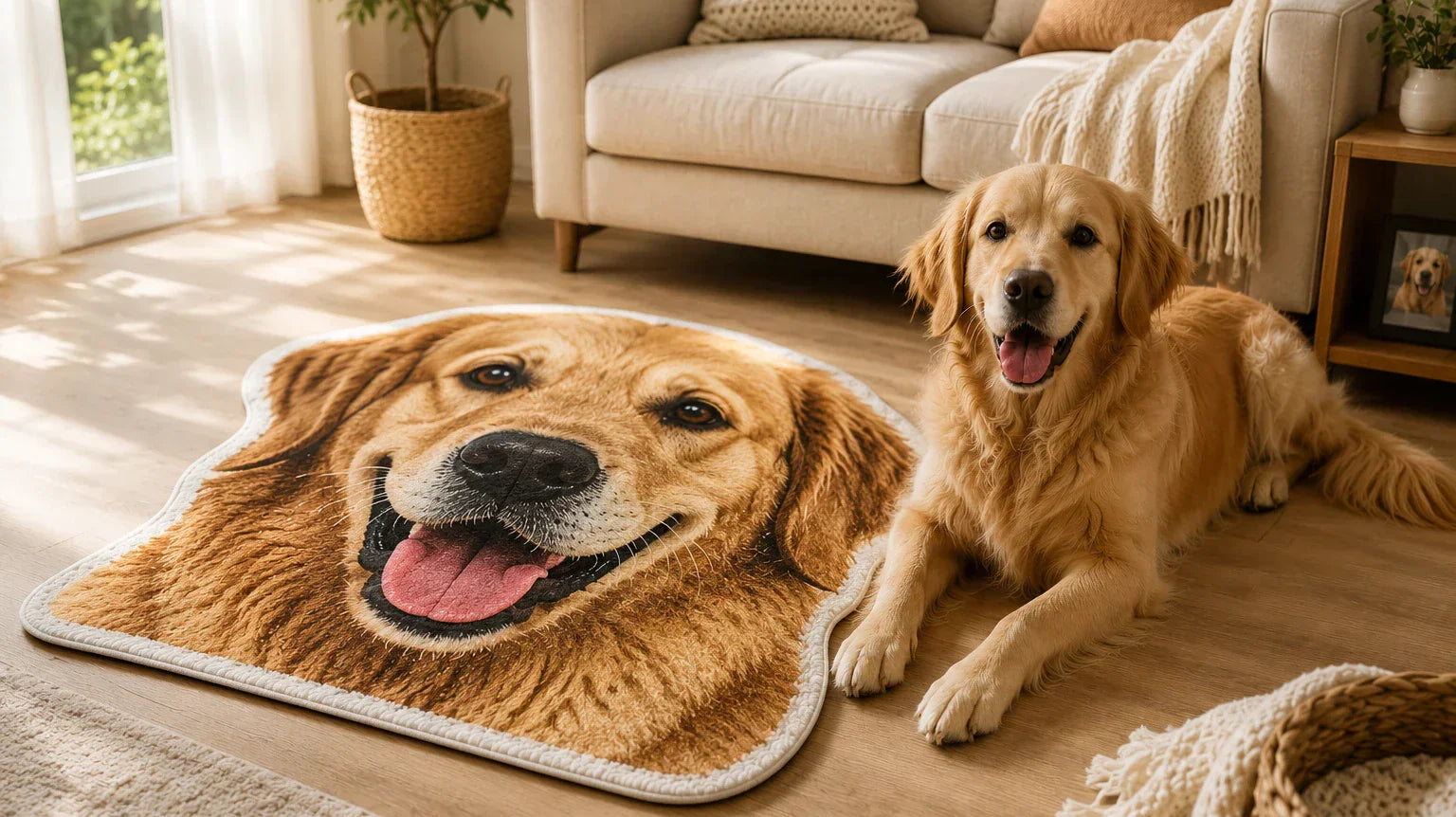 Custom Pet Rug From Photo – Personalized Pet Portrait Rug for Dog & Cat Lovers