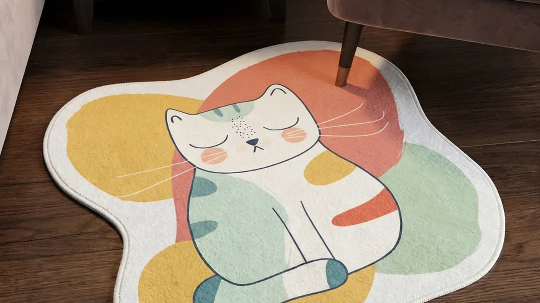 Colorful Cat Rug in Bedroom