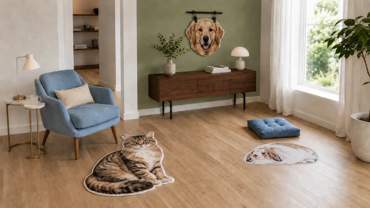 9 Practical Custom Pet-Shaped Rug Ideas for Different Photos and Spaces