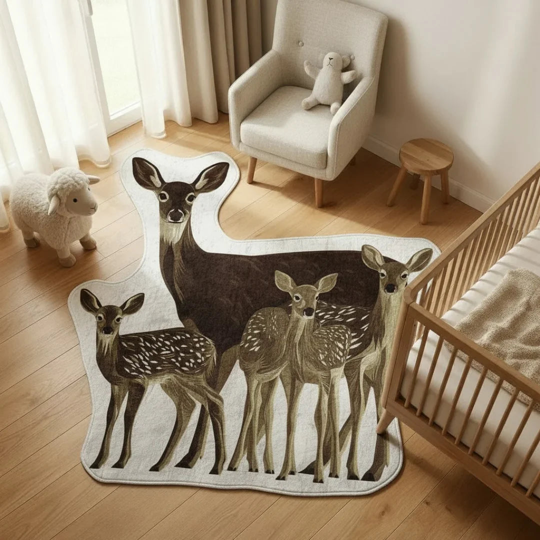 Deer-inspired rug in kidsroom