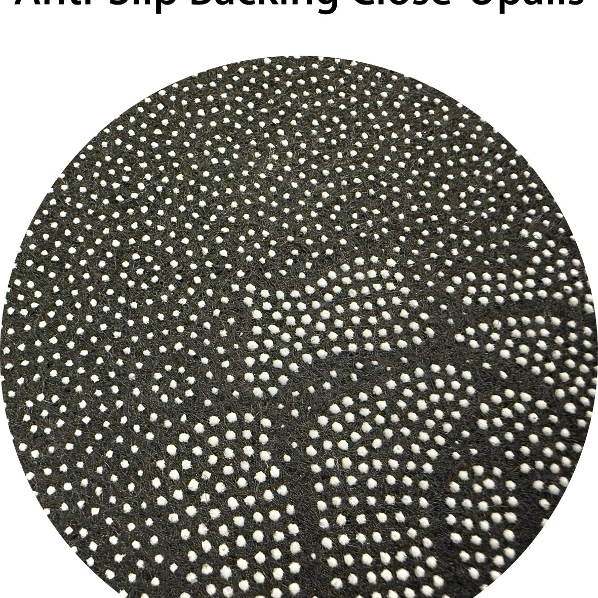 Close-up of anti-slip backing with textured pattern on a black background