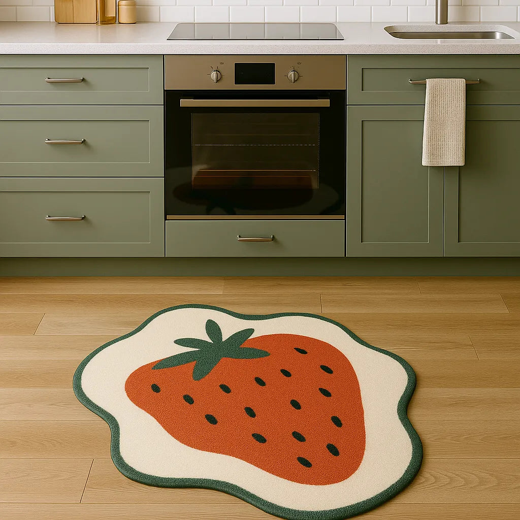 Irregular-shaped berry sweet rug for kitchen