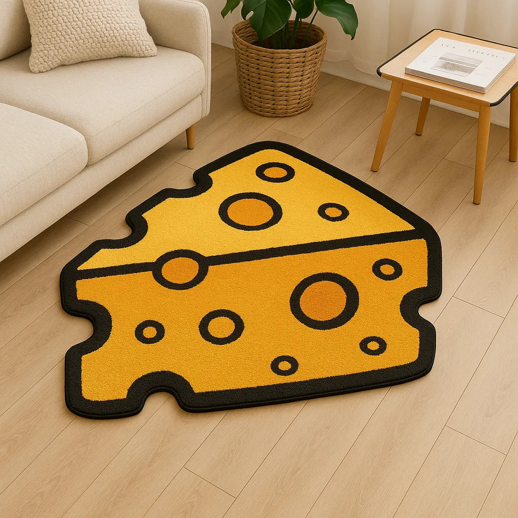 Irregular-shaped cheesy charm rug