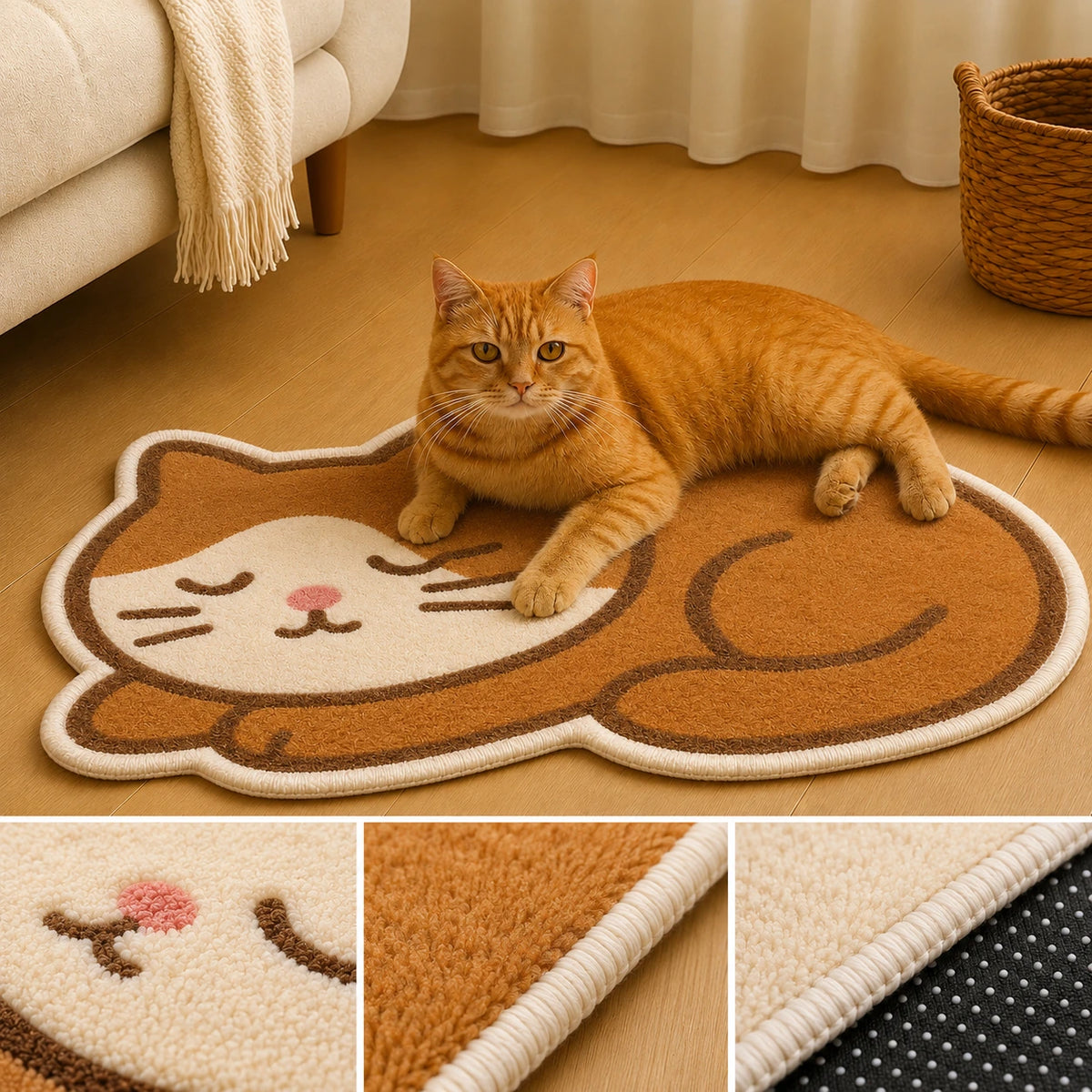 Irregular-shaped napcat pet rug