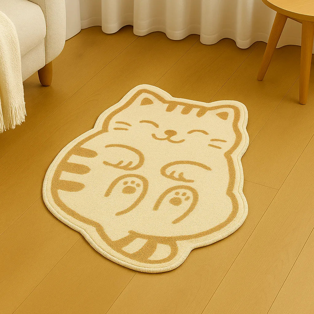 Irregular-shaped purnap cat rug