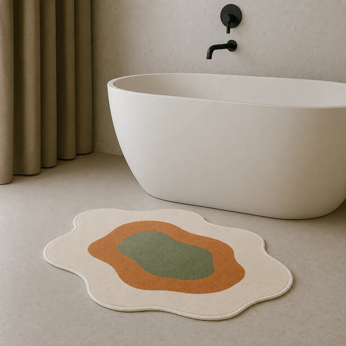 Irregular-shaped stone bloom bathroom rug