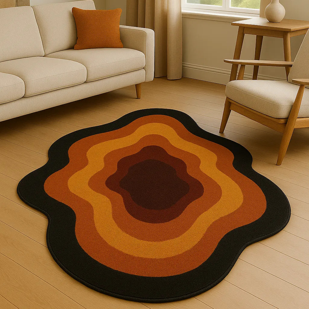 Irregular-shaped waveform style rug
