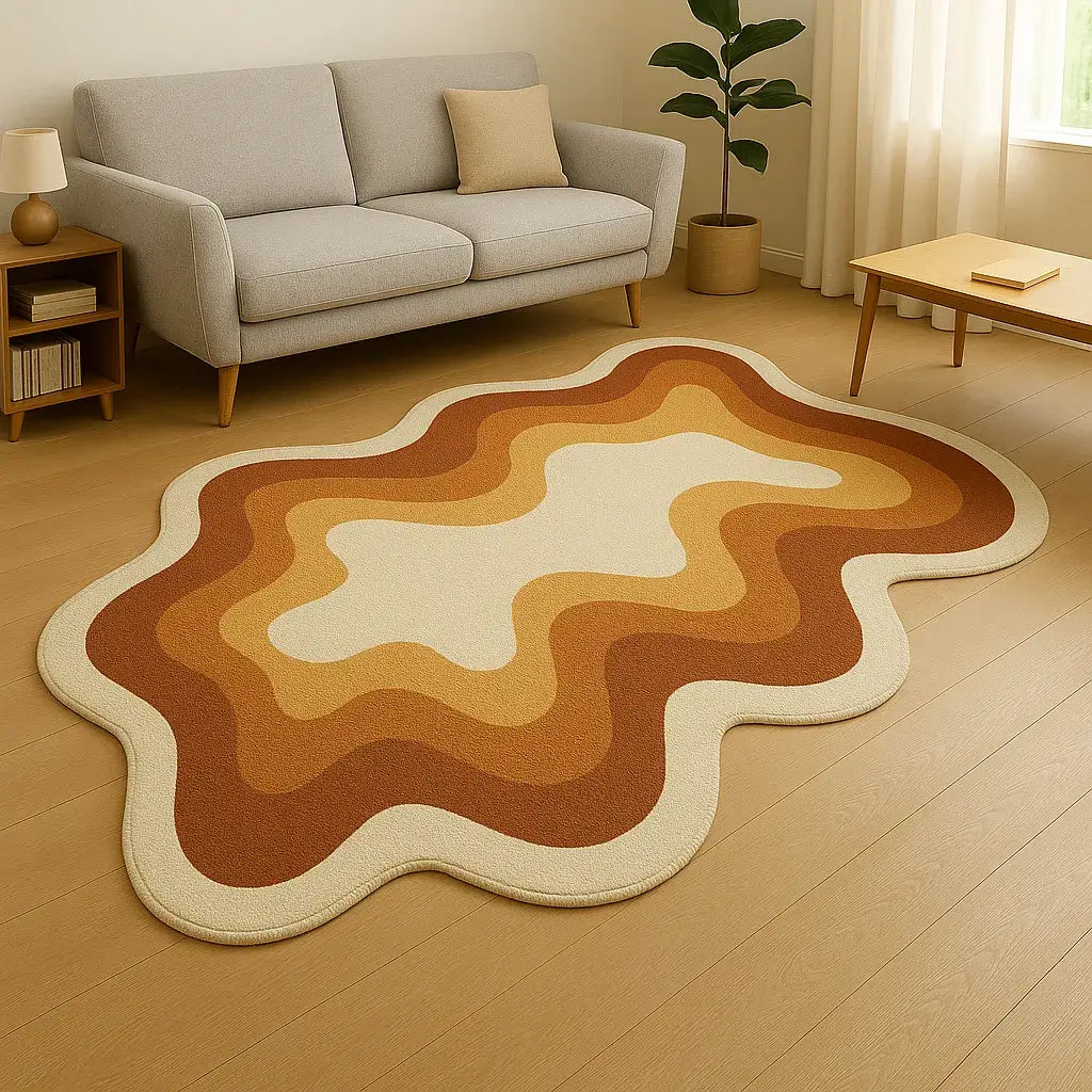 Irregular-shaped waveform rug