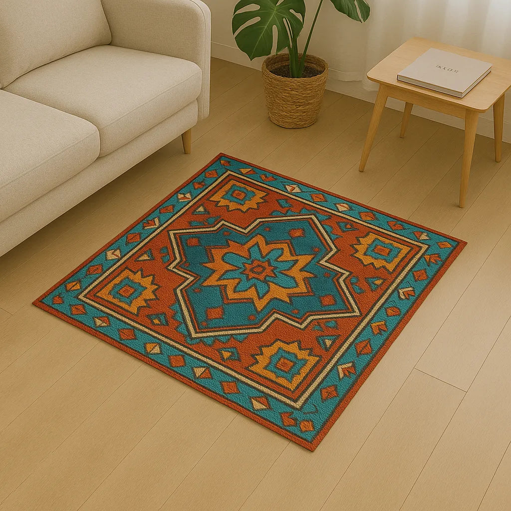 Rectangle anatolian geometry rug