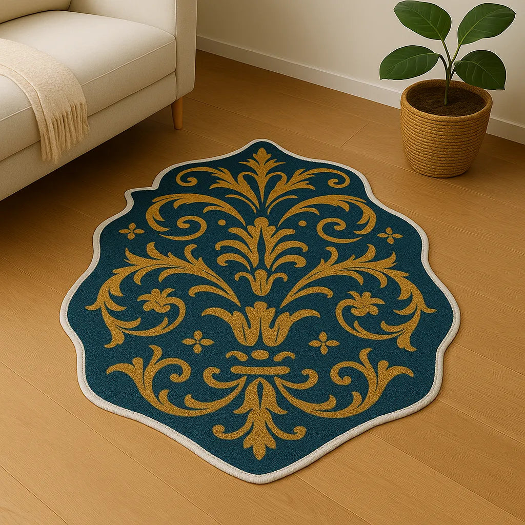 Irregular-shaped florentine crest rug
