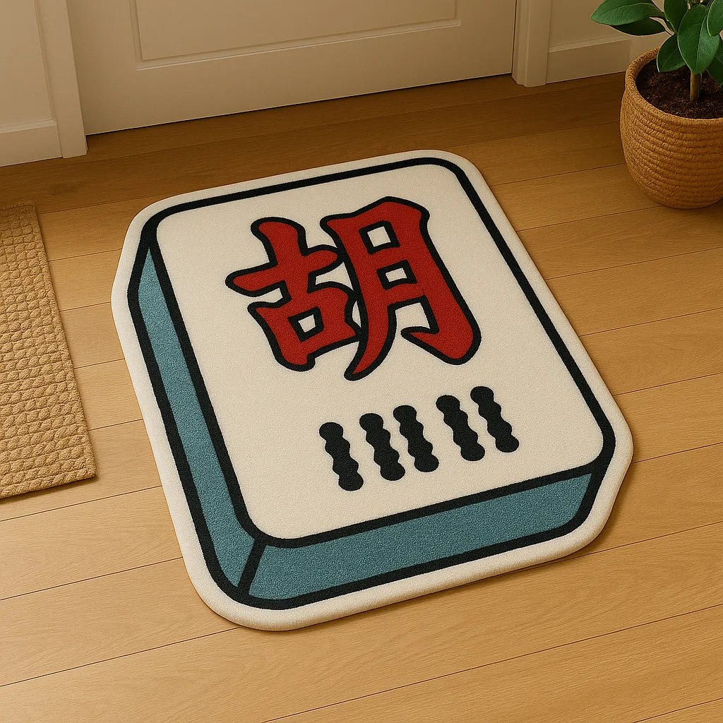 Irregular-shaped hu le mahjong tile rug