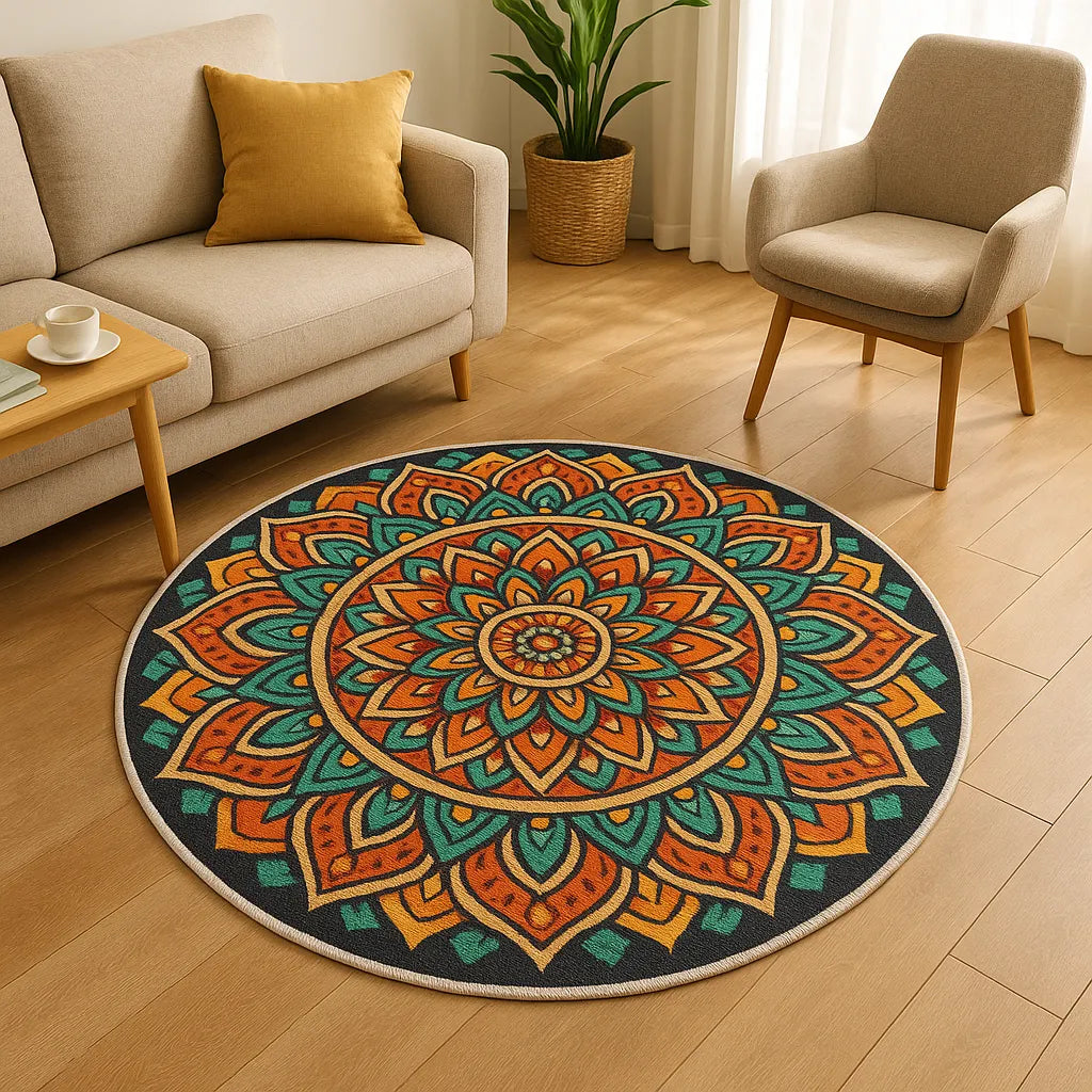 Round mandala bloom rug