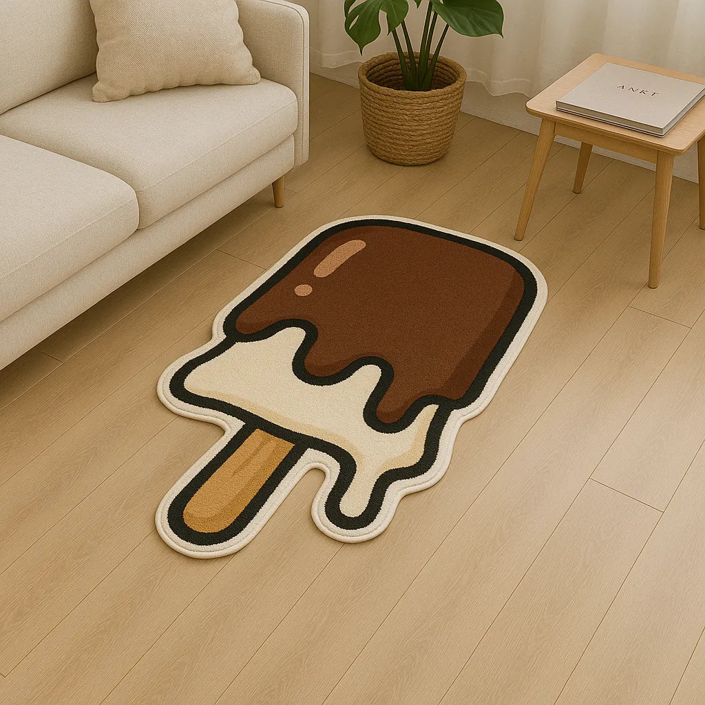 Irregular-shaped melty pop rug