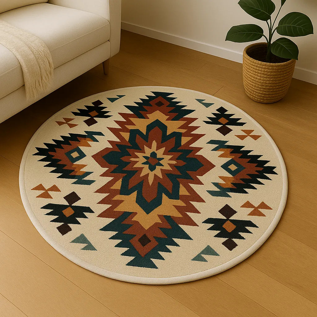 Round navajo spirit rug