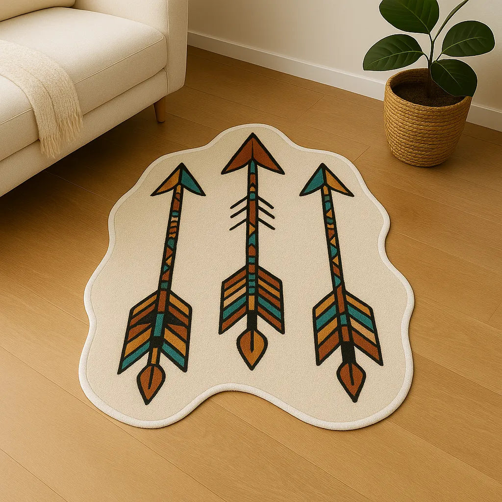 Irregular-shaped tribal arrows rug