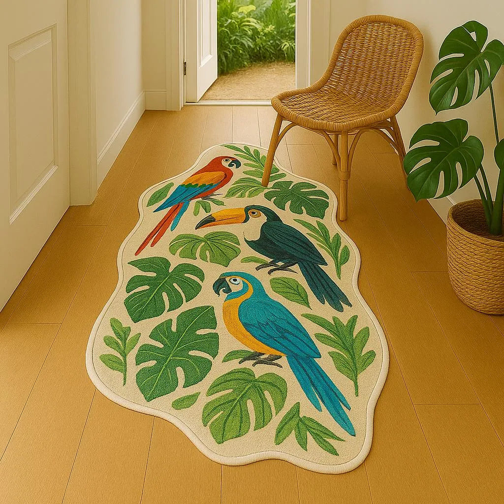 Irregular-shaped tropical chorus rug