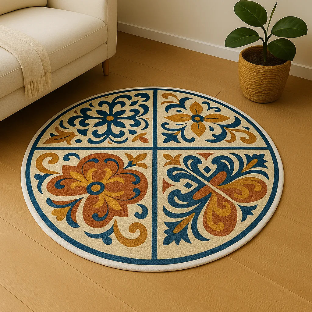 Round tuscan tile rug