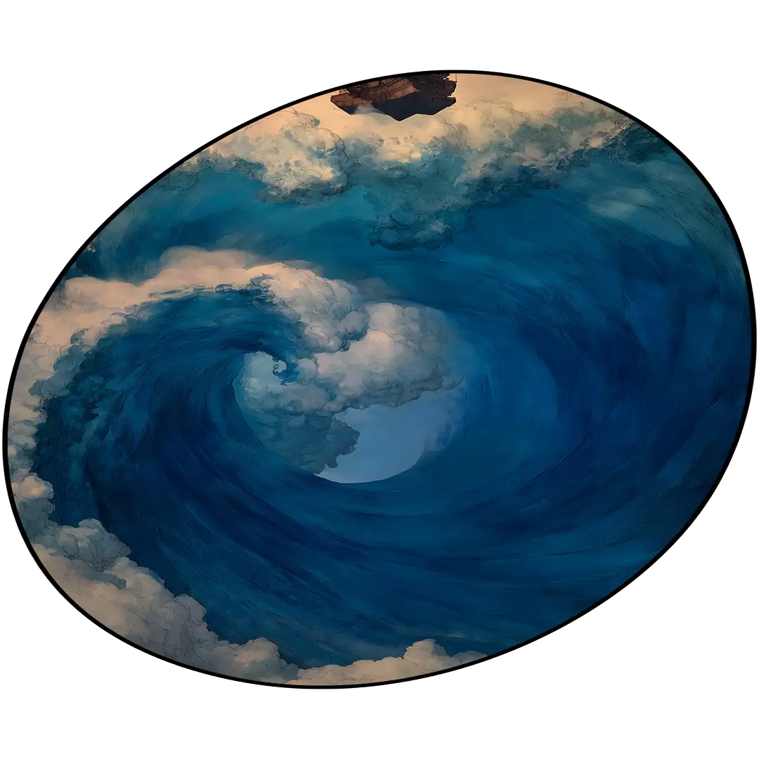 Irregular deep blue ocean wave rug balcony nook