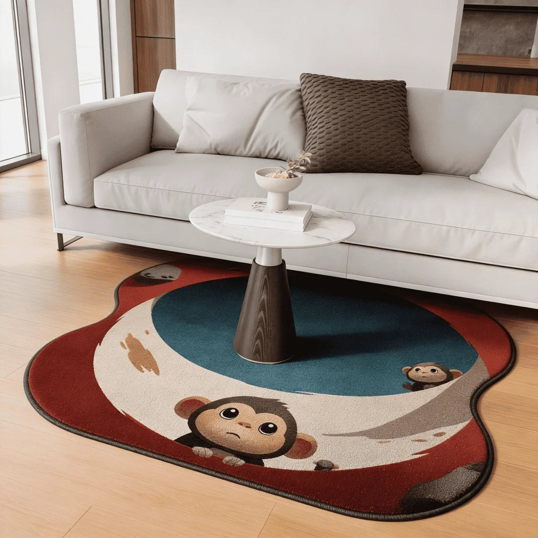 Irregular punch the lonely monkey inspired rug living room
