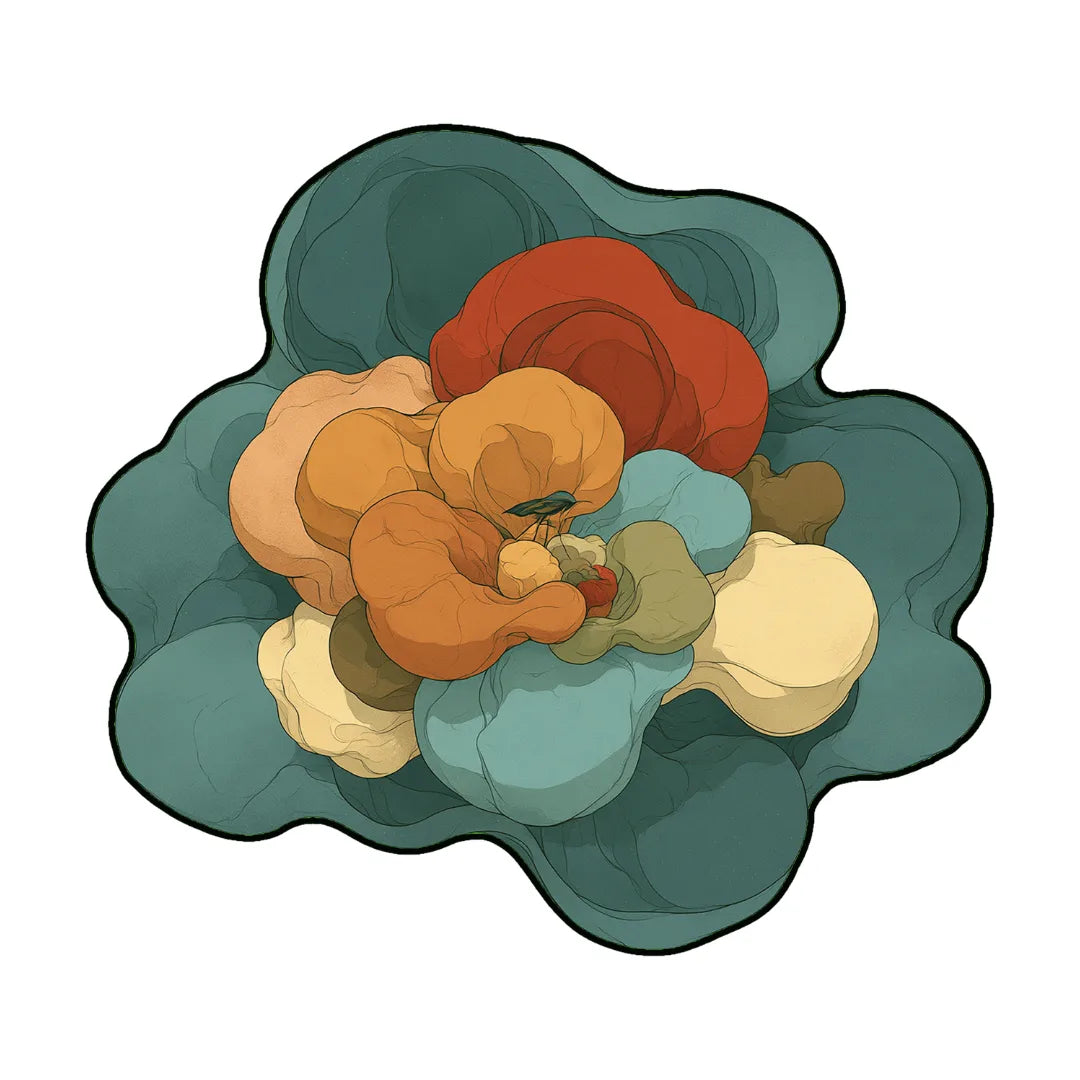 Irregular colores rug living room