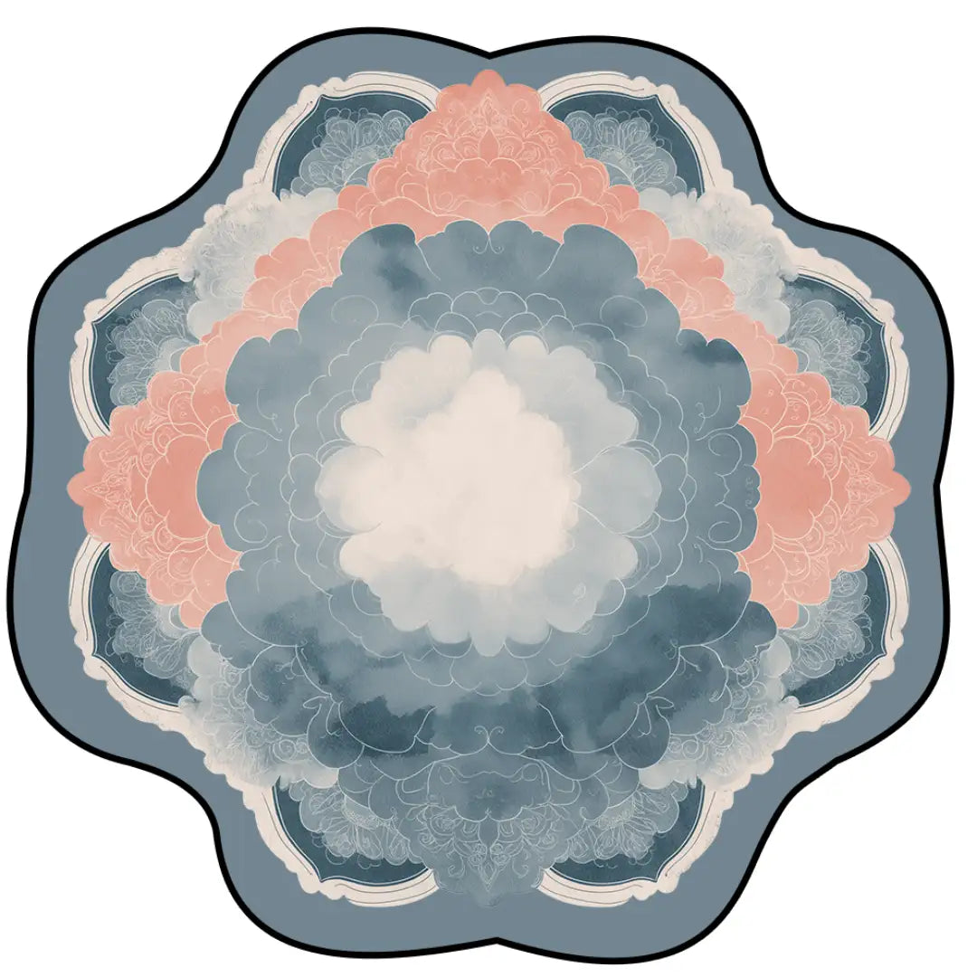 Irregular Persian-style pink rug bedroom