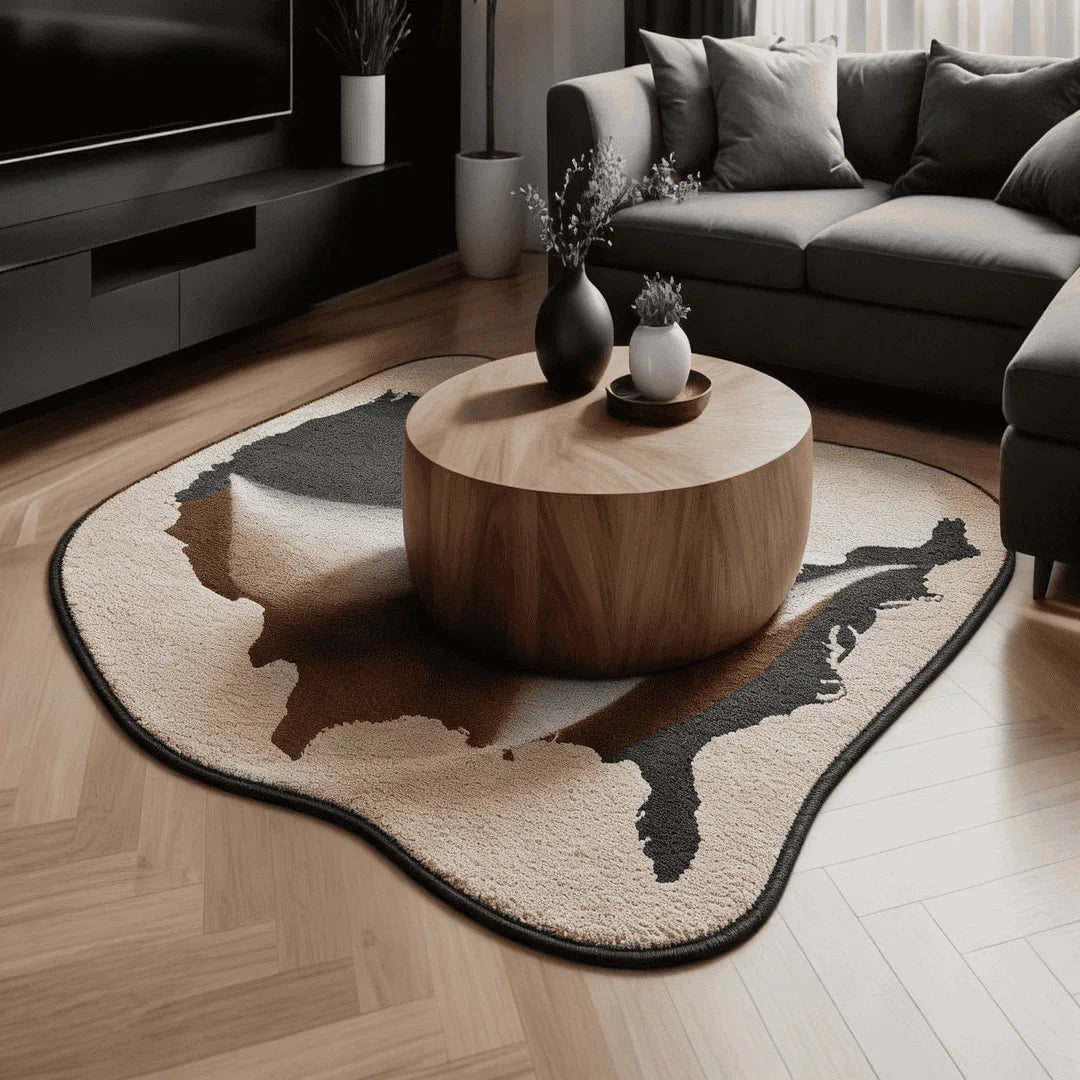 Irregular USA map rug living room