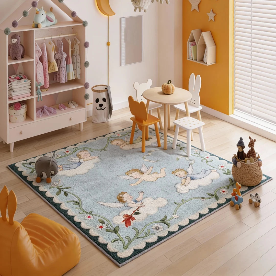Irregular cupid illustration rug kids room playroom