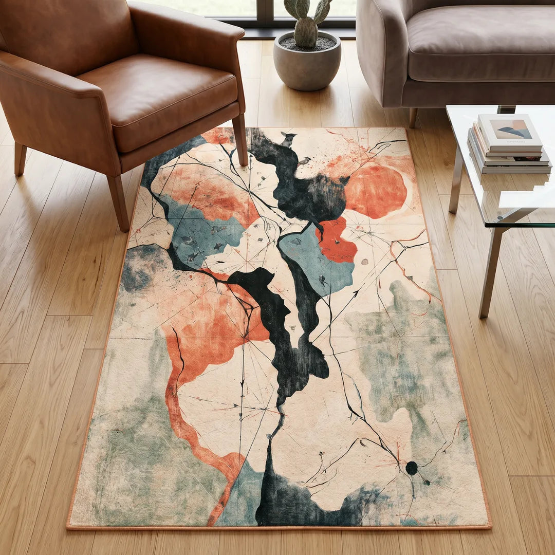 Johns inspired abstract rug living room
