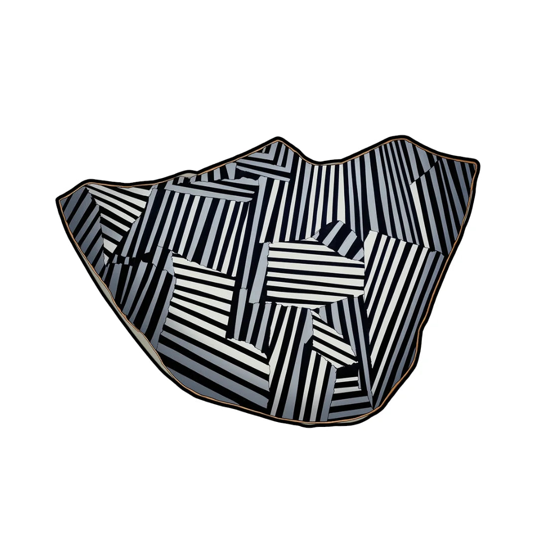 Irregular zebra striped rug bathroom