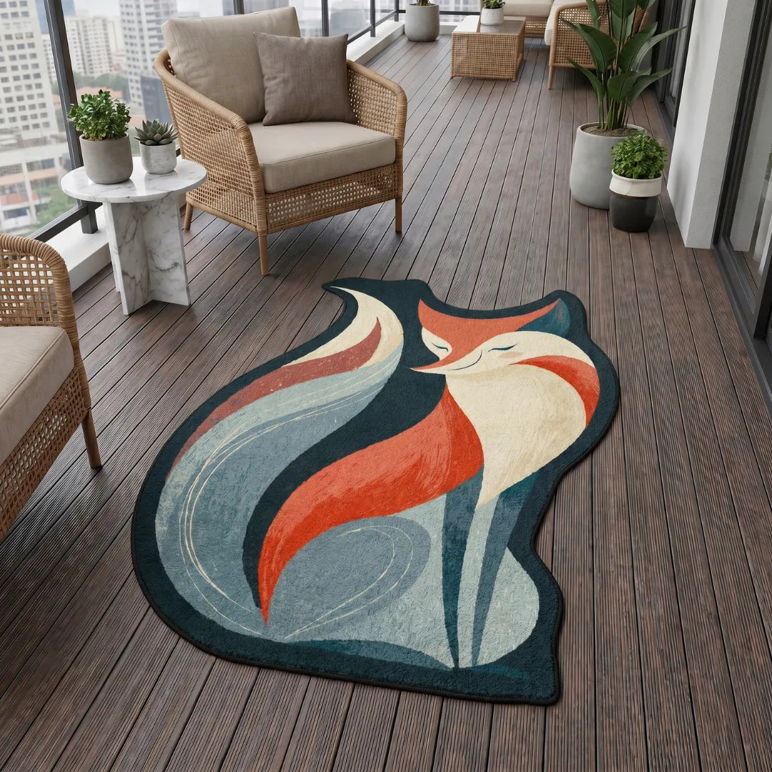 Irregular animal print style rug patio balcony