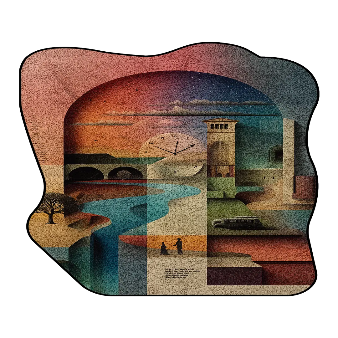 Irregular abstract clock landscape rug bedroom