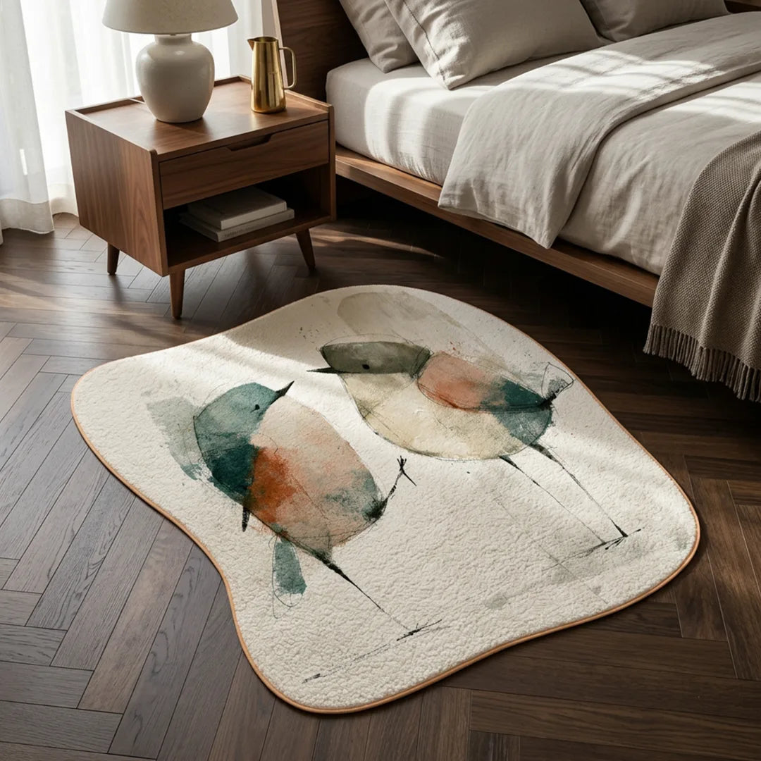 Bird inspired rug bedroom