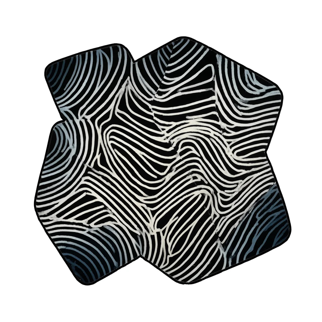 Irregular zebra rug bedroom