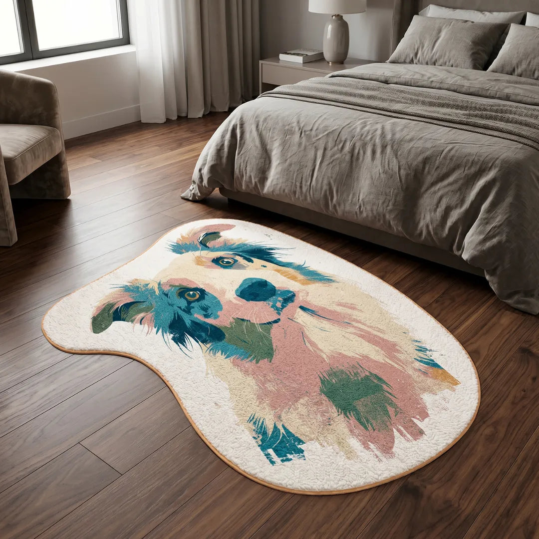 Irregular animal print style rug bedroom