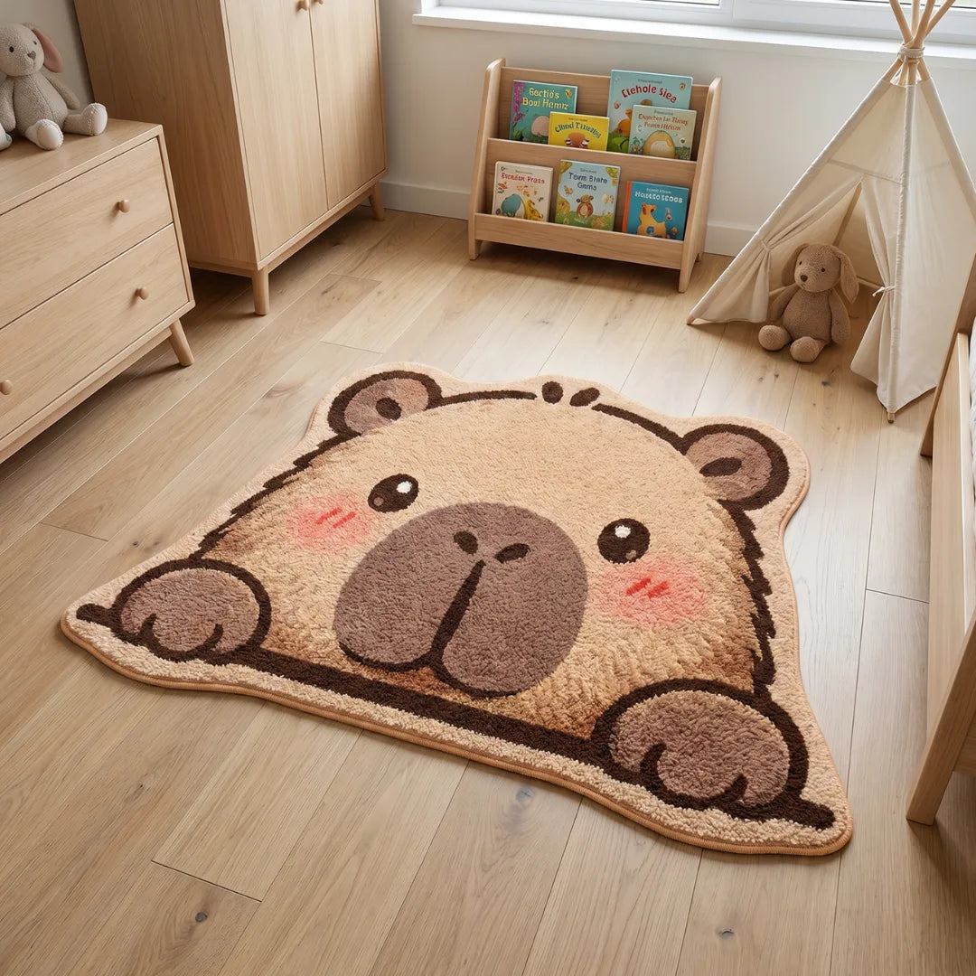 Irregular capybara rug kidsroom playroom
