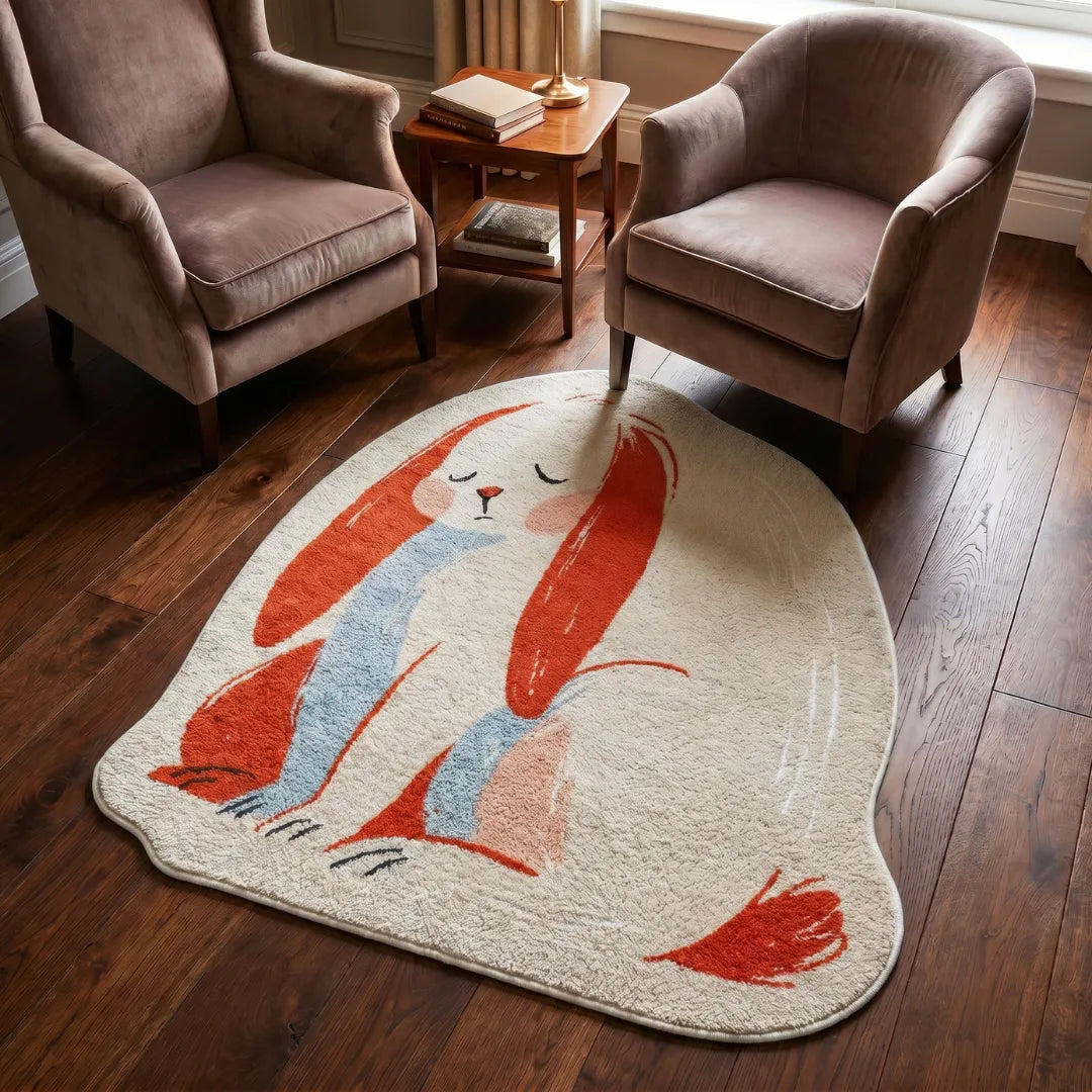 Irregular graffiti style rug living room