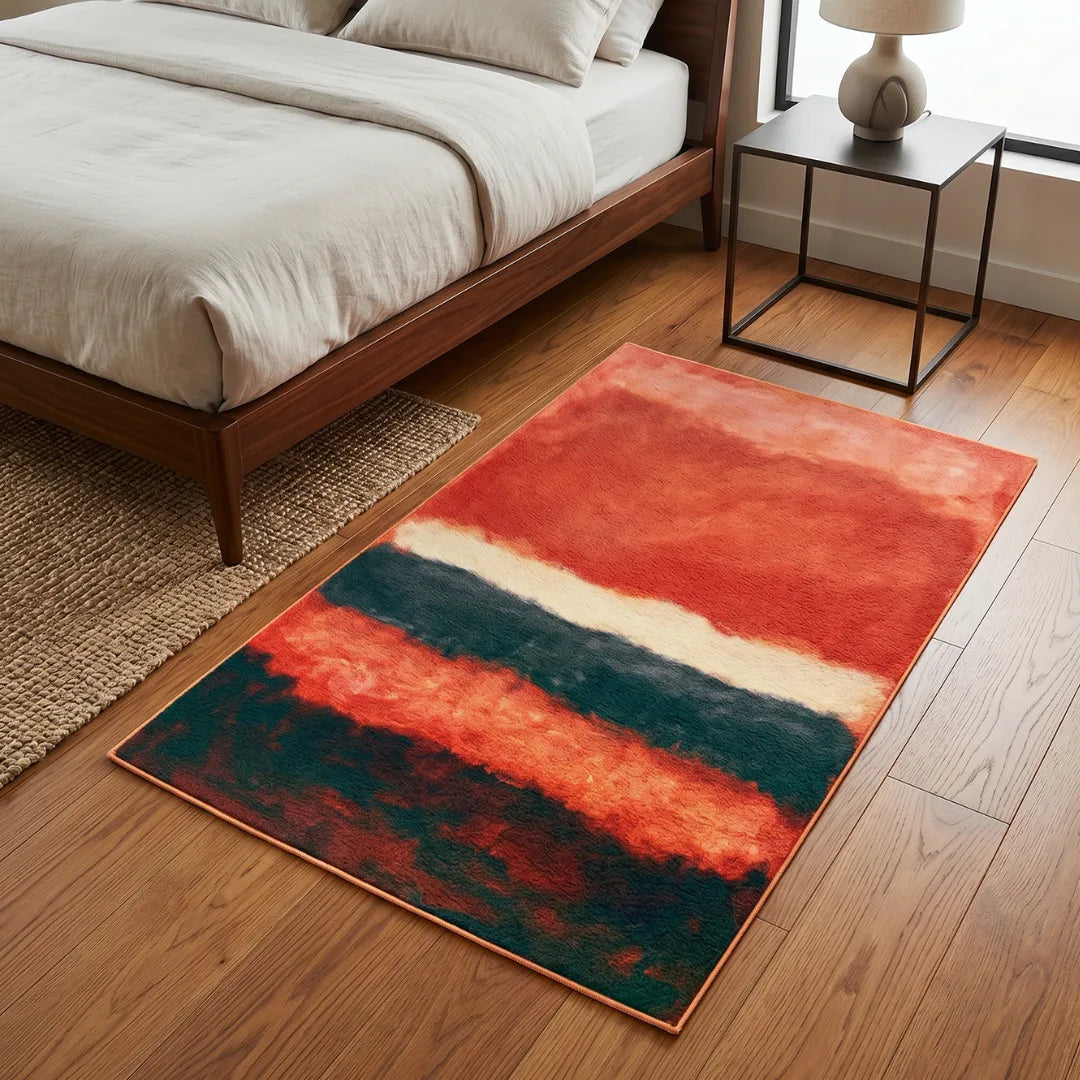 Rothko inspired abstract color rug bedroom