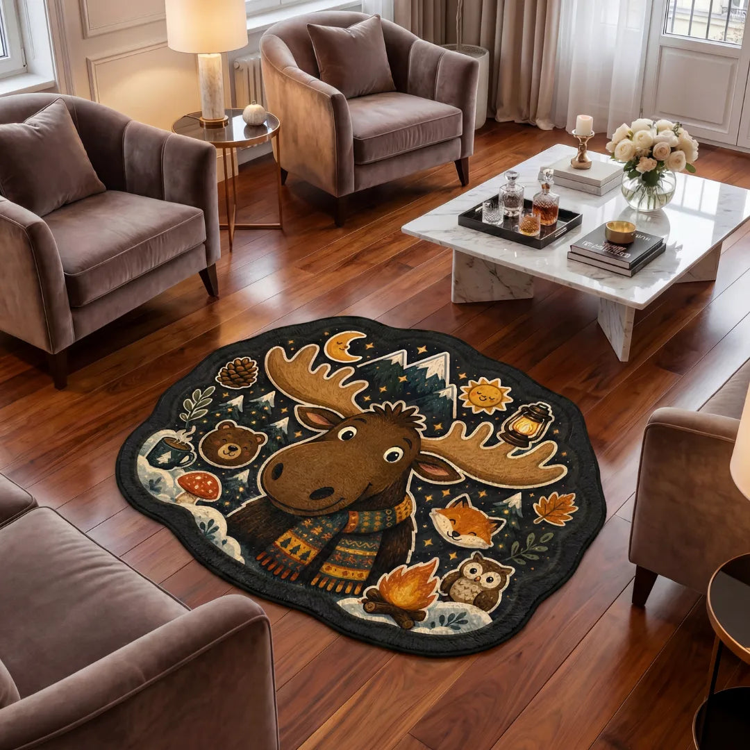 Irregular deer style rug living room