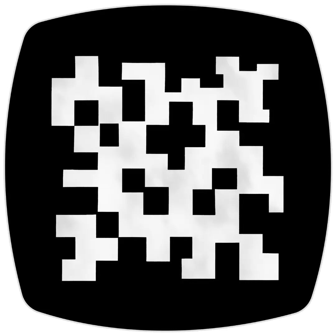 Irregular black white modular rug entryway