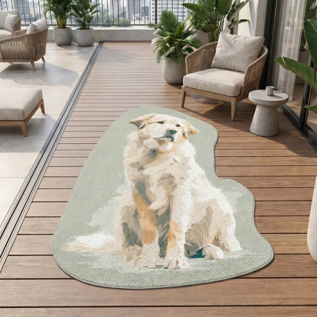 Irregular animal print style rug patio balcony