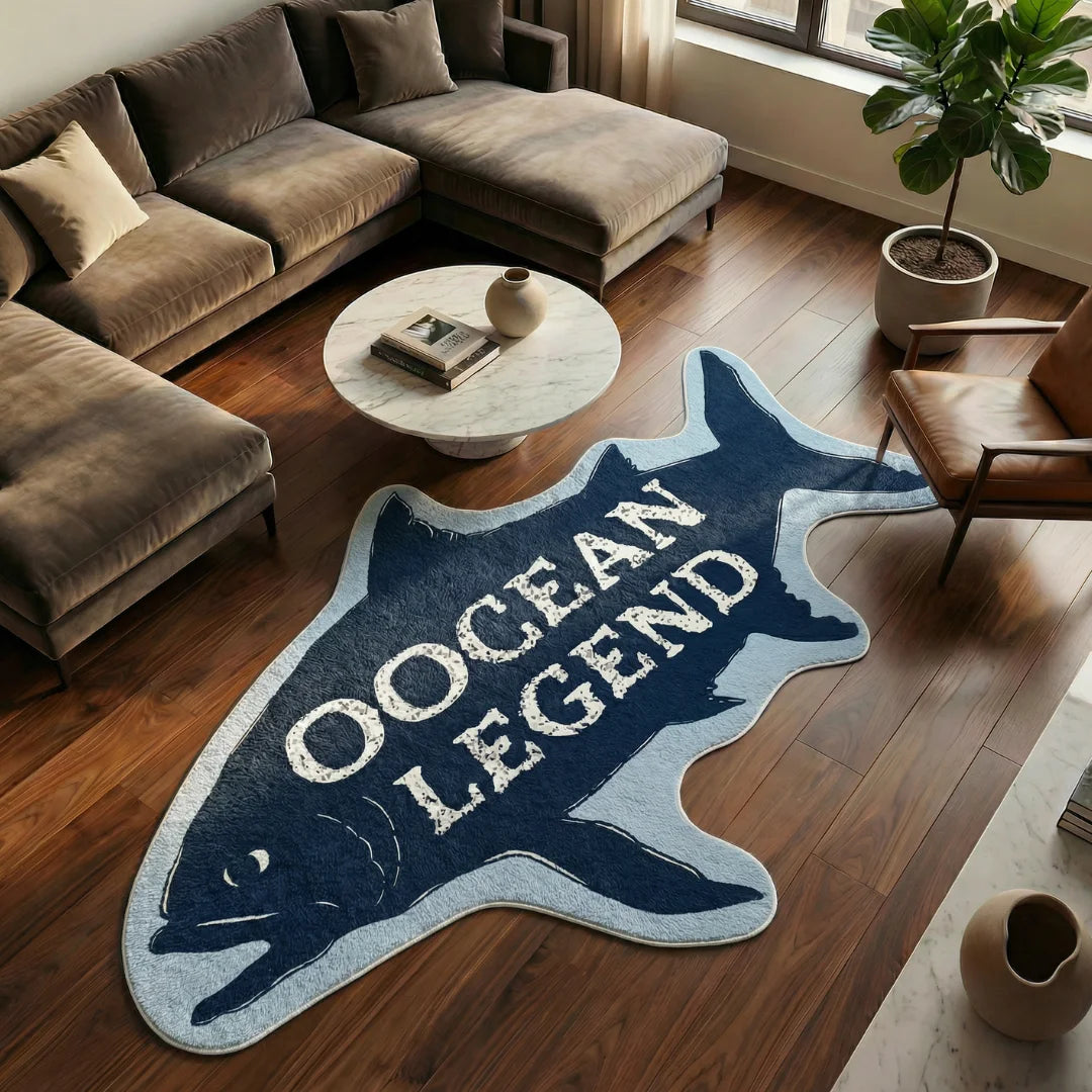 Ocean logo rug living room
