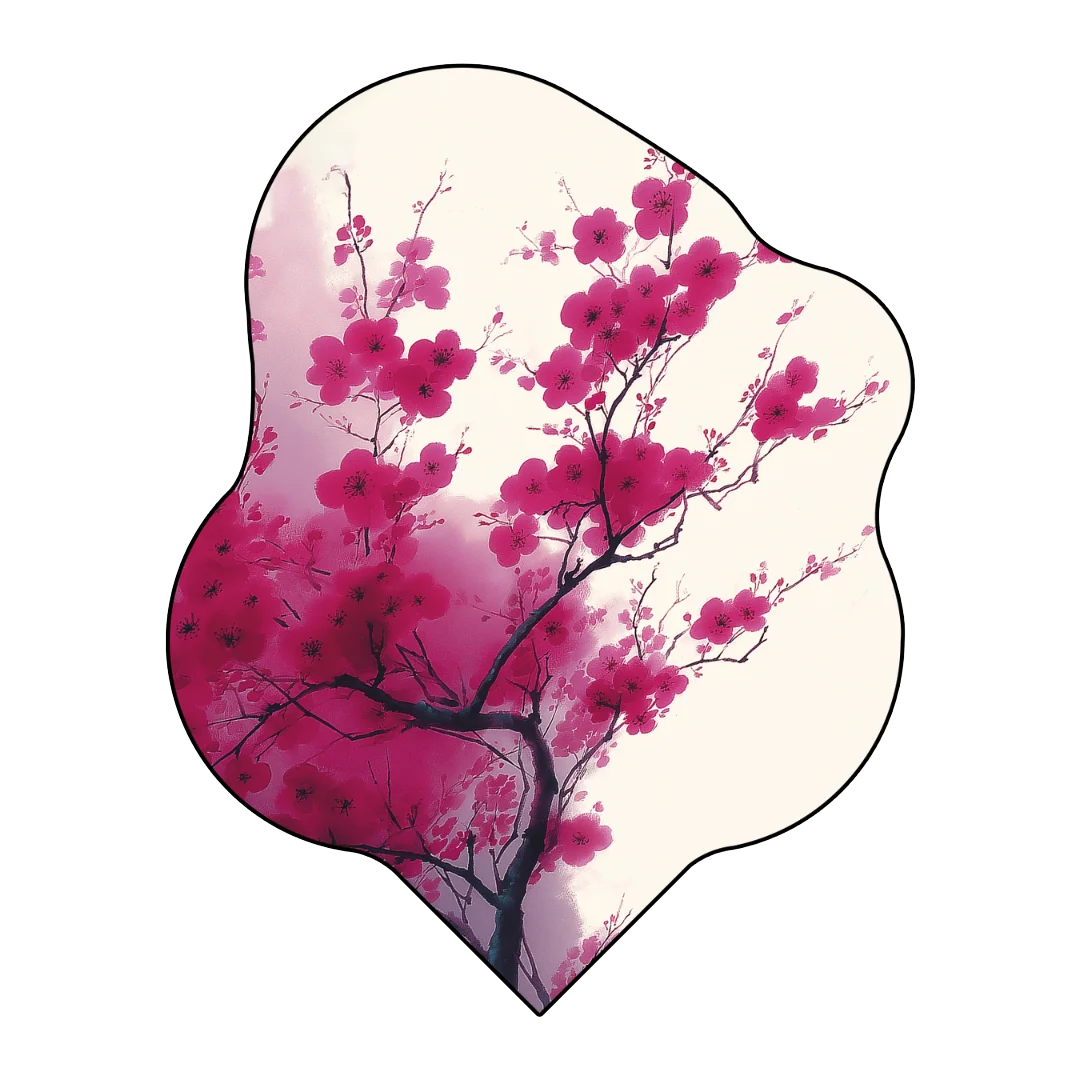 Passing Pink rug with soft cherry blossom branches and gentle pink tones on a neutral background