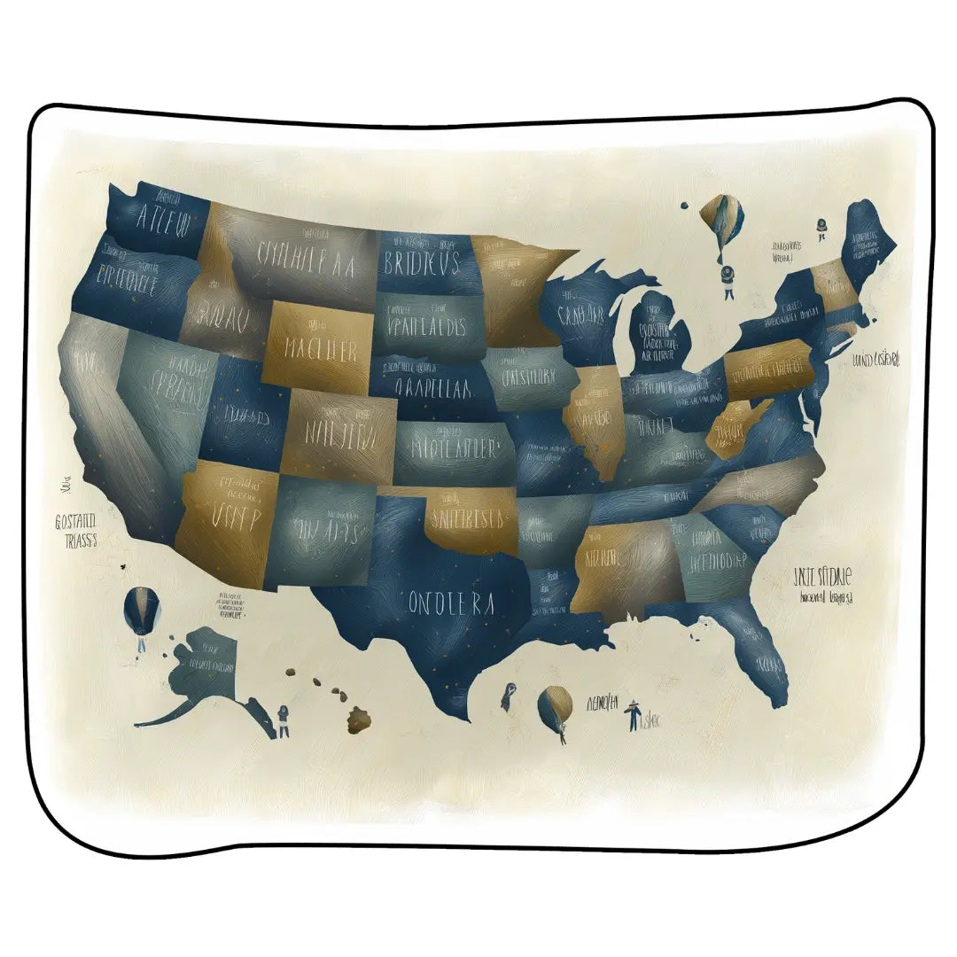 Irregular USA map rug living room