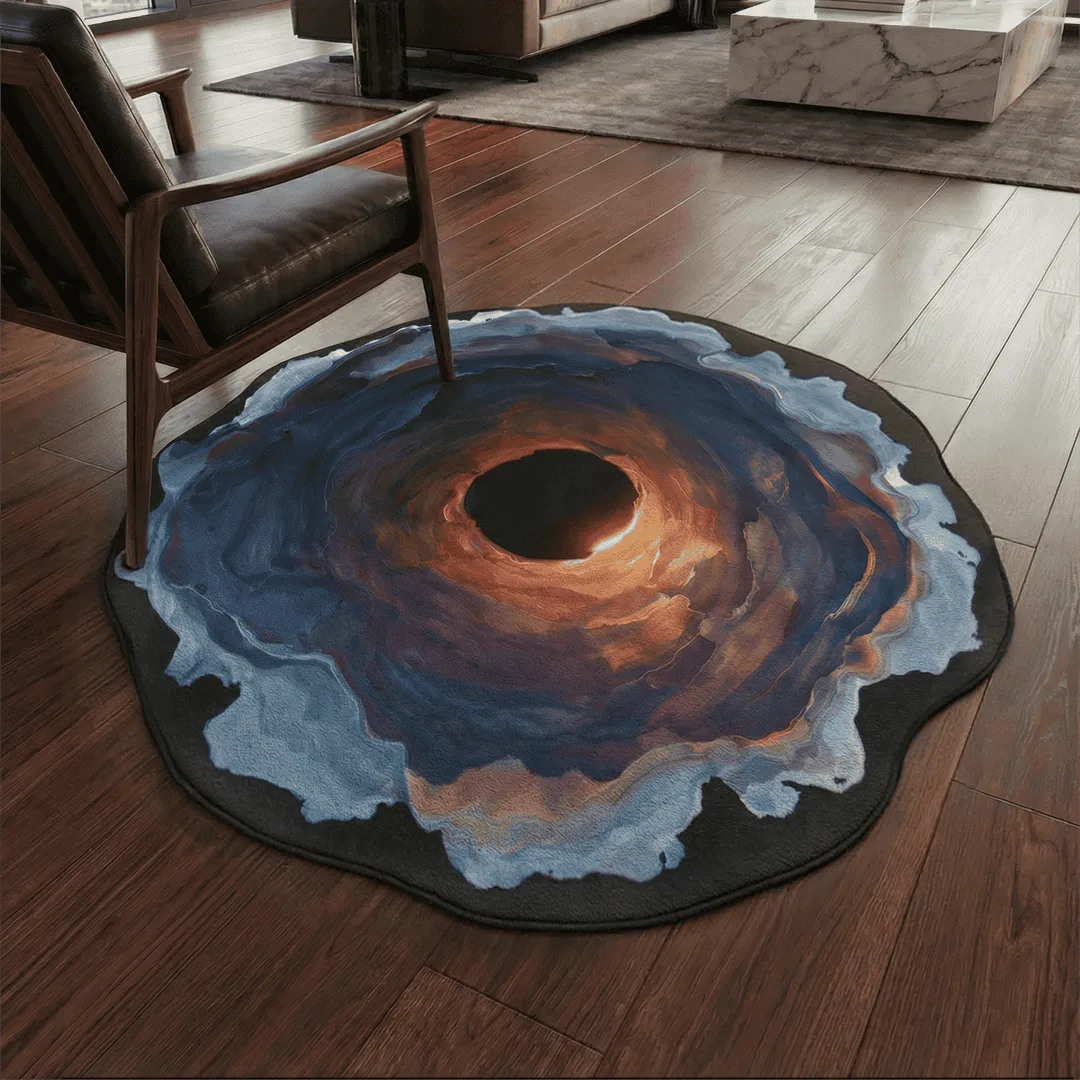 Irregular space-themed portal rug living room