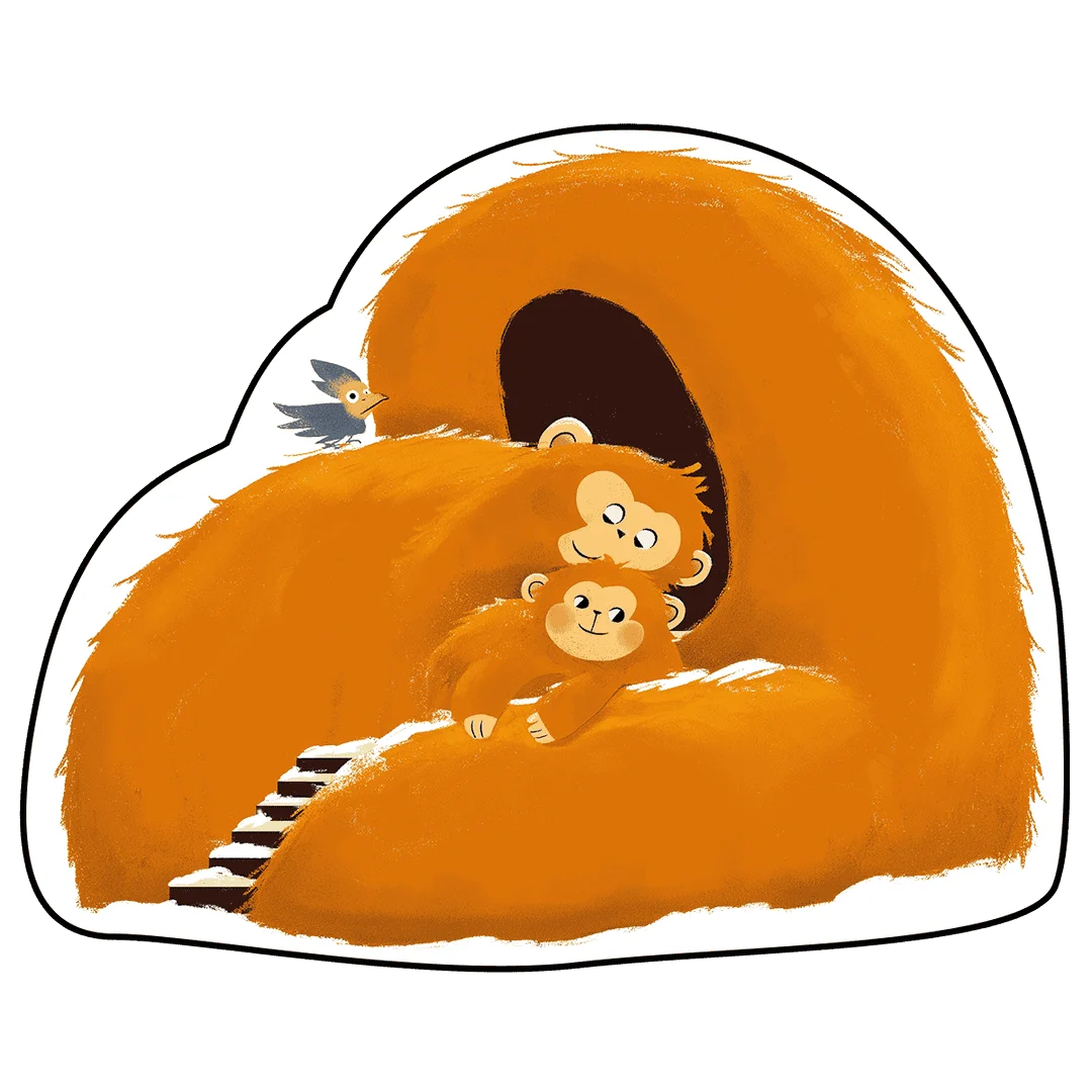 Irregular punch the lonely monkey inspired rug kidsroom