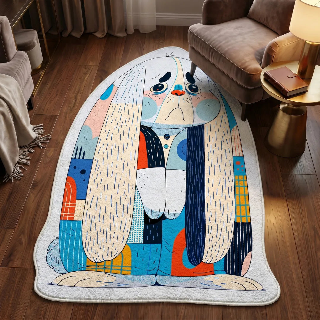 Irregular graffiti style rug living room