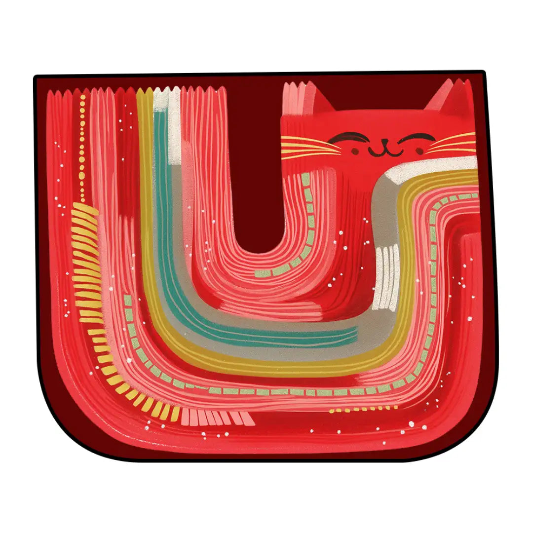 Irregular red cat rug bathroom