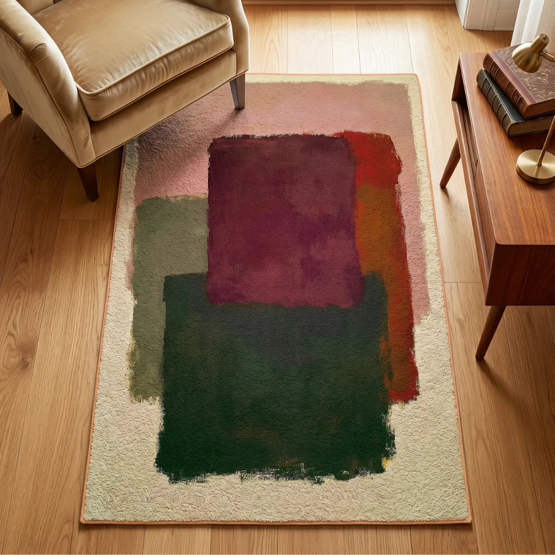 Rothko inspired abstract color rug living room