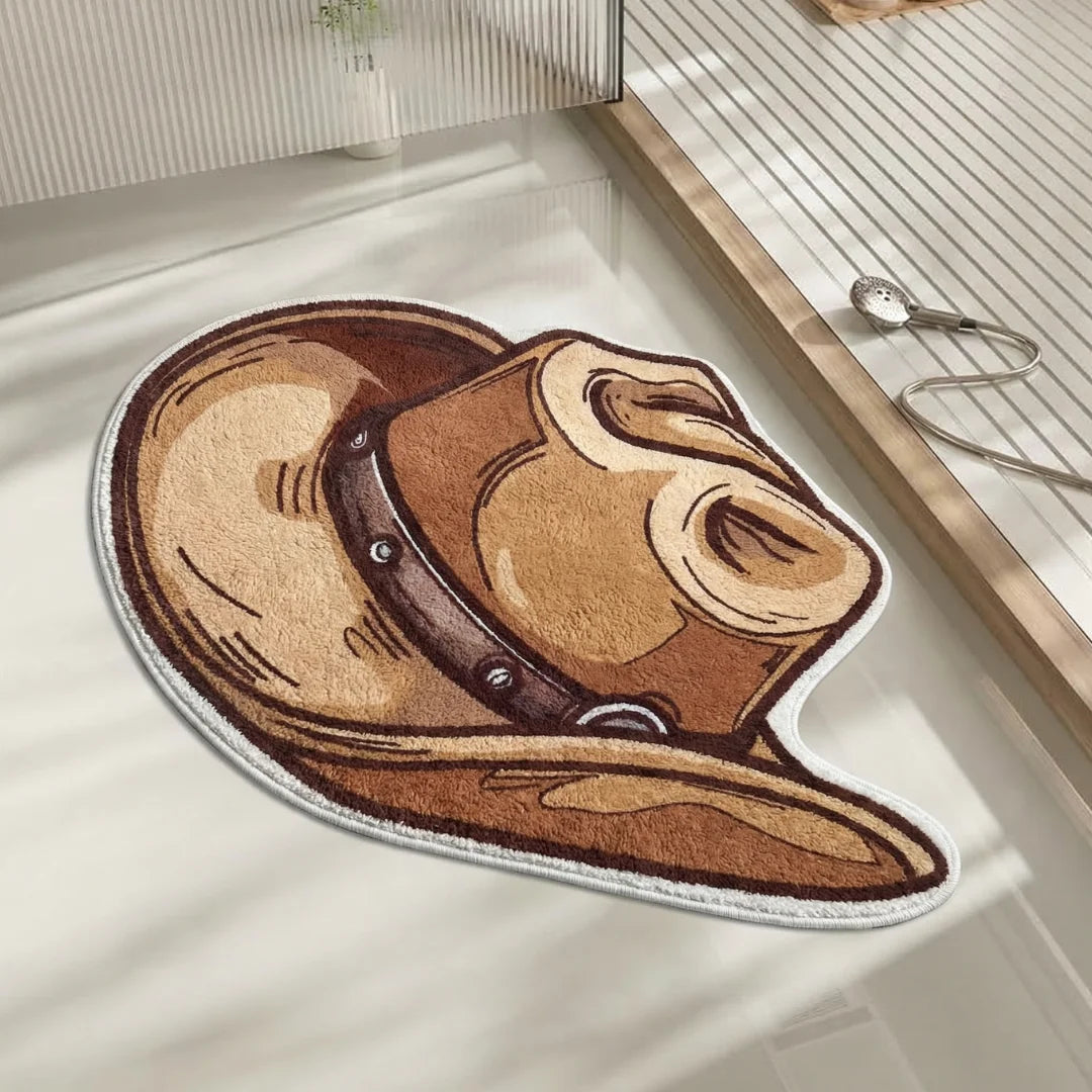 Irregular western cowboy style rug bathroom